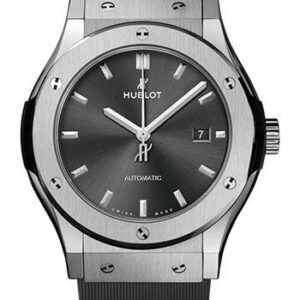 Hublot Classic Fusion Racing Grey Titanium Watch - 42 mm - Gray Dial - Gray Lined Rubber Strap-542.NX.7071.RX
