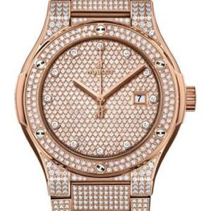 Hublot Classic Fusion Bracelet King Gold Full Pave Watch - 42 mm - Gem Set Dial-548.OX.9000.OX.3704