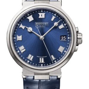 Breguet Marine 5517 - Titanium Case - Blue Dial - Blue Leather Strap - 5517TI/Y1/9ZU