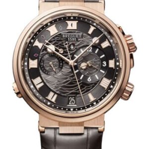 Breguet Marine Alarme Musicale 5547 - Rose Gold Case - Black Dial - Leather Strap - 5547BR/G3/9ZU