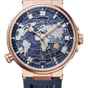 Breguet Marine Hora Mundi 5557 - Rose Gold Case - Blue Dial - Blue Rubber Strap - 5557BR/YS/5WV