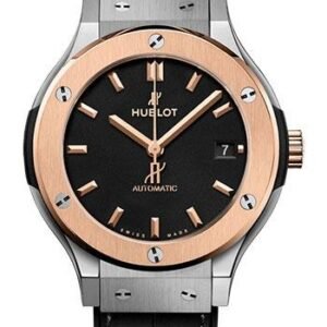 Hublot Classic Fusion Titanium King Gold Watch - 38 mm - Black Dial - Black Rubber and Leather Strap-565.NO.1181.LR