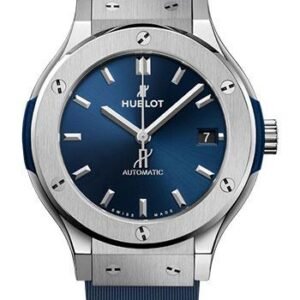 Hublot Classic Fusion Titanium Blue Watch - 38 mm - Blue Dial - Blue Lined Rubber Strap-565.NX.7170.RX