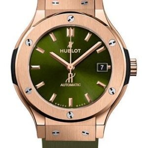 Hublot Classic Fusion King Gold Green Watch - 38 mm - Green Dial - Green Lined Rubber Strap-565.OX.8980.RX