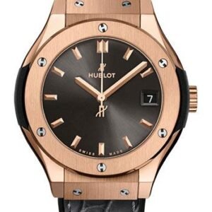 Hublot Classic Fusion Racing Grey King Gold Watch - 33 mm - Gray Dial - Black Rubber and Gray Leather Strap-581.OX.7081.LR