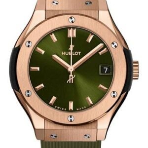 Hublot Classic Fusion King Gold Green Watch - 33 mm - Green Dial - Green Lined Rubber Strap-581.OX.8980.RX