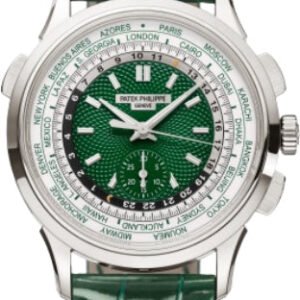 Patek Philippe Complications World Time 39.5 mm Flyback Chronograph Platinum Green Dial - 5930P-001