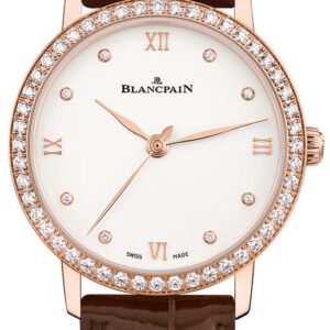 Blancpain Villeret Ultraplate Red Gold Diamond Brown Alligator Ladies Watch - 6104 2987 55A