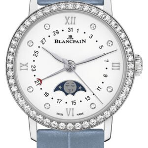 Blancpain Villeret Quantieme Phases de Lune Steel Diamond Leather Ladies Watch - 6106 4628 95A