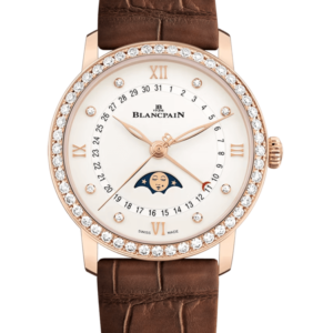 Blancpain Villeret Quantieme Phase de Lune Brown Alligator Diamond Ladies Watch - 6126 2987 55B
