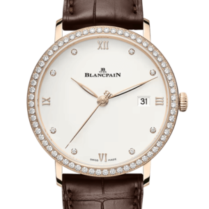 Blancpain Villeret Ultraplate Date Red Gold Diamond Ultra-Slim Alligator Men's Watch - 6224 2987 55B