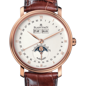 Blancpain Villeret Quantieme Complet Red Gold Brown Alligator Men's Watch - 6263 3642 55A