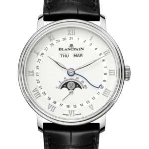 Blancpain Villeret Quantieme Complet Steel Black Alligator Men's Watch - 6264 1127 55B