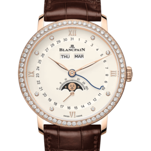 Blancpain Villeret Quantieme Complet Opalin Diamond Red Gold Alligator Men's Watch - 6264 2987 55B