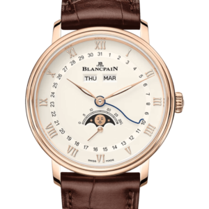 Blancpain Villeret Quantieme Complet Opalin Red Gold Alligator Men's Watch - 6264 3642 55B