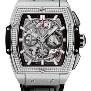 Hublot Spirit of Big Bang Titanium Diamonds Watch - 42 mm - Sapphire Dial - Black Rubber and Leather Strap-641.NX.0173.LR.1104