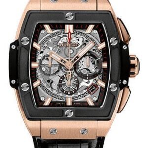 Hublot Spirit of Big Bang King Gold Ceramic Watch - 42 mm - Sapphire Dial - Black Rubber and Leather Strap-641.OM.0183.LR