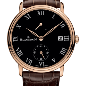 Blancpain Villeret 8 Jours Manuelle Red Gold Black Dial Brown Alligator Men's Watch - 6614 3637 55B