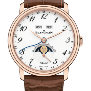Blancpain Villeret Quantieme Complet 8 Jours Red Gold Brown Alligator Men's Watch - 6639A 3631 55A
