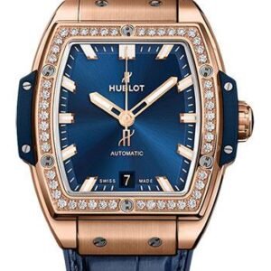 Hublot Spirit Of Big Bang King Gold Blue Diamonds Watch - 39 mm - Blue Dial-665.OX.7180.LR.1204