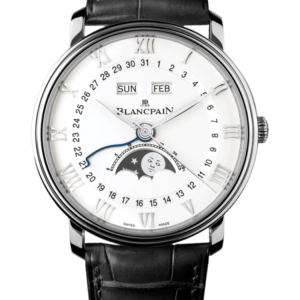 Blancpain Villeret Quantieme Complet Black Alligator Steel Men's Watch - 6654 1127 55B