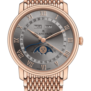 Blancpain Villeret Quantieme Complet Grey Red Gold Mille Mailles Men's Watch - 6654 3613 MMB