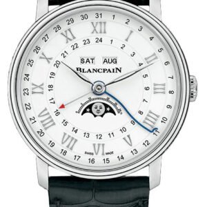 Blancpain Villeret Quantieme Complet Phases de Lune GMT Steel Alligator Men's Watch - 6676 1127 55B