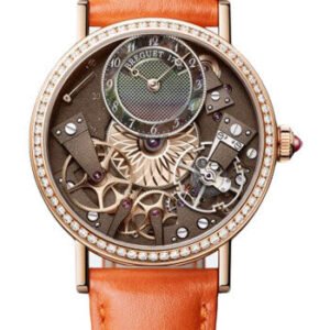 Breguet Tradition Dame 7038 - Rose Gold Case - Brown Dial - Orange Leather Strap - 7038BR/CT/3V6/D00D
