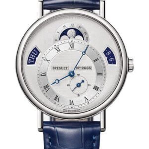 Breguet Classique Calendrier 7337 - White Gold Case - Gold Dial - Blue Leather Strap - 7337BB/12/9VU