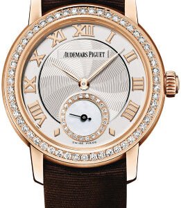 Audemars Piguet Jules Audemars Small Seconds Pink Gold Silver Roman Dial & Diamond Bezel Silk Bracelet | 77228OR.ZZ.A082MR.01