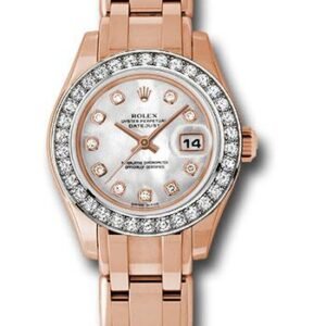 Rolex Everose Gold Lady-Datejust Pearlmaster 29 Watch - 34 Diamond Bezel - Mother-Of-Pearl Diamond Dial - 80285 md