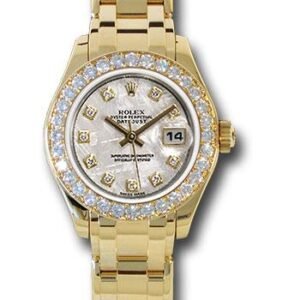 Rolex Yellow Gold Lady-Datejust Pearlmaster 29 Watch - 32 Diamond Bezel - Meteorite Diamond Dial - 80298 mtd