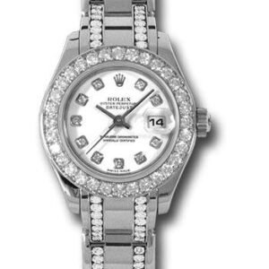 Rolex White Gold Lady-Datejust Pearlmaster 29 Watch - 32 Diamond Bezel - White Diamond Dial - 80299.74949 wd