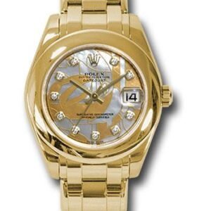 Rolex Yellow Gold Datejust Pearlmaster 34 Watch - Polished Bezel - Goldust Dream Mother-Of-Pearl Diamond Dial - 81208 gdd