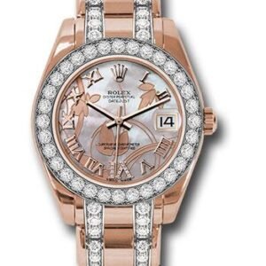 Rolex Everose Gold Datejust Pearlmaster 34 Watch - 32 Diamond Bezel - Goldust Dream Roman Dial - 81285 gdddrdp