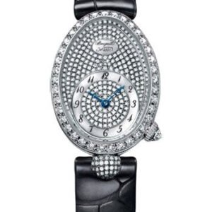 Breguet Reine de Naples 8928 - White Gold Case - Diamond Paved Dial - Black Leather Strap - 8928BB/8D/944/DD0D3L
