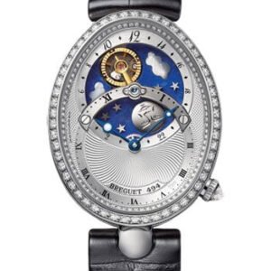 Breguet Reine de Naples Jour/Nuit 8998 - White Gold Case - Silver Dial - Black Leather Strap - 8998BB/11/974/D00D