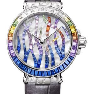 Breguet Marine Haute Joaillerie 9509 Blue Sapphire Poseidonia - White Gold Case - Mother-Of-Pearl Dial - Black Leather Strap - 9509BB/5S/984/SD0S