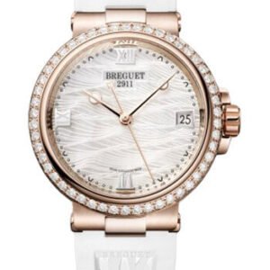 Breguet Marine Dame 9518 - Rose Gold Case - Marea Motif Mother-Of-Pearl Dial - White Rubber Strap - 9518BR/52/584/D000