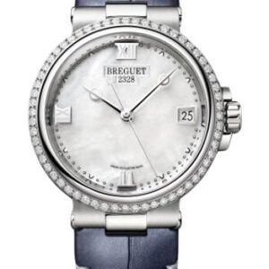 Breguet Marine Dame 9518 - Steel Case - Mother-Of-Pearl Dial - Blue Leather Strap - 9518ST/5W/984/D000
