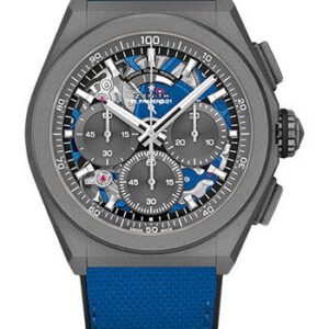 Zenith Defy 21 Watch - Microblasted Ti - Openworked Dial - Rubber Strap - 97.9001.9004/81.R946