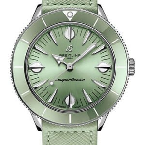 Breitling Superocean Heritage ’57 Pastel Paradise Watch - Stainless Steel - Mint Green Dial - Mint Green Calfskin Leather Strap - Folding Buckle - A10340361L1X1