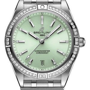 Breitling Chronomat Automatic 36 Watch - Stainless Steel (Gem-set) - Mint Green Diamond Dial - Metal Bracelet - A10380591L1A1