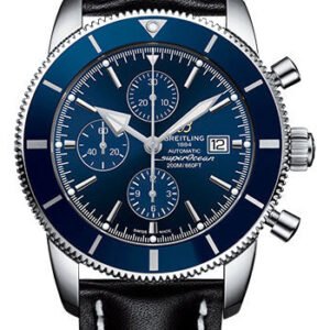 Breitling Superocean Heritage II Chronograph 46 Watch - Steel Case - Gun Blue Dial - Black Leather Strap - A1331216/C963/442X/A20D.1