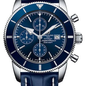 Breitling Superocean Heritage II Chronograph 46 Watch - Steel Case - Gun Blue Dial - Blue Croco Strap - A1331216/C963/747P/A20D.1
