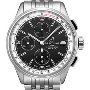 Breitling Premier Chronograph Watch - 42mm Steel Case - Black Dial - Steel Bracelet - A13315351B1A1