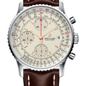 Breitling Navitimer 1 Chronograph 41 Watch - Steel Case - Mercury Silver Dial - Brown Leather Strap - A13324121G1X1