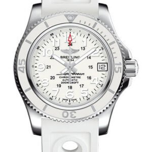Breitling Superocean II 36 Watch - Steel - Hurricane White Dial - White Ocean Racer II Strap - Tang Buckle - A17312D21A1S1