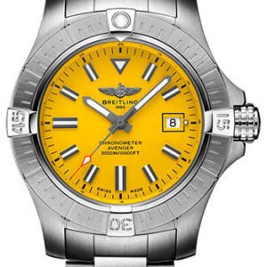 Breitling Avenger Automatic 45 Seawolf Watch - Stainless Steel - Yellow Dial - Metal Bracelet - A17319101I1A1