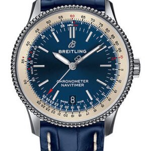 Breitling Navitimer 1 Automatic 38 Watch - Steel Case - Blue Dial - Blue Croco Strap - A17325211C1P1